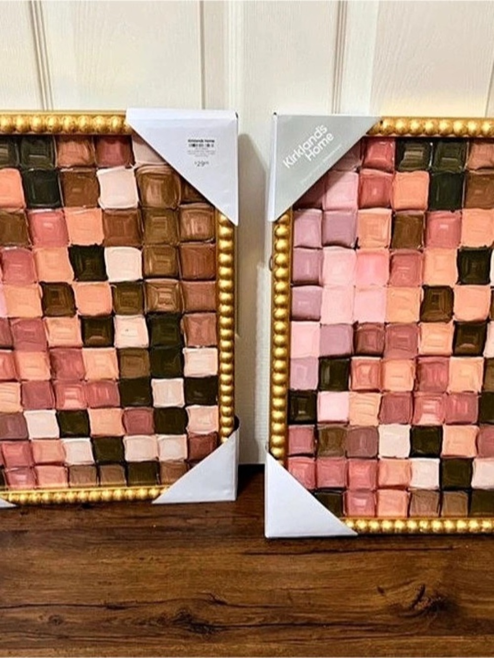 Kirkland's Home Arches Checkered Print Multi Checkered Framed Wall Art Pink &